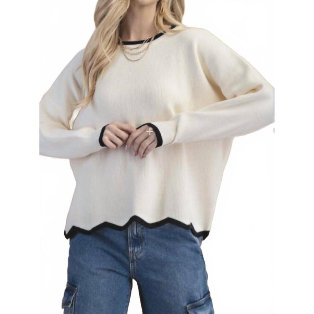 NEW GIGIO wavy hem sweater in white